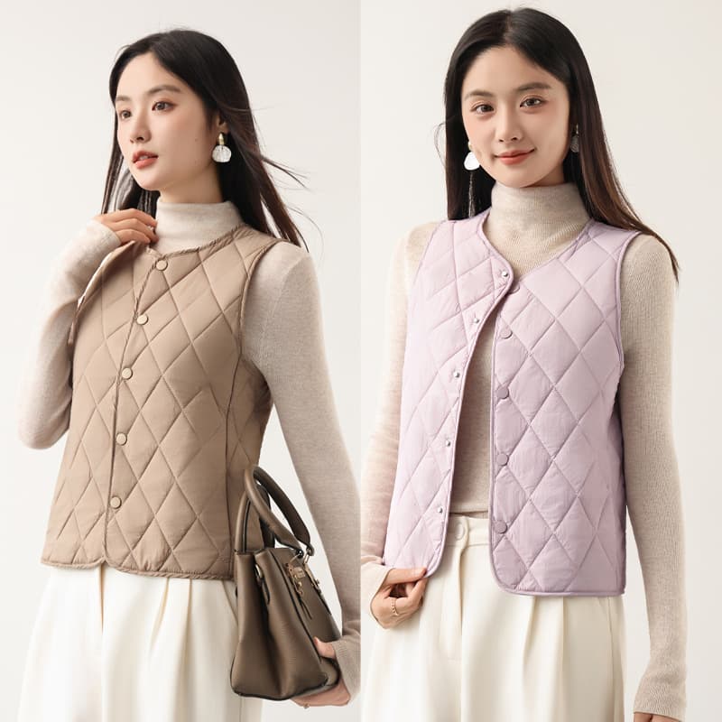 Wool-filled Inner Layer Base Quilted Cotton Vest, Lightweight Warm Quilted Pattern Unisex Autumn/Winter Inner Layer Vest