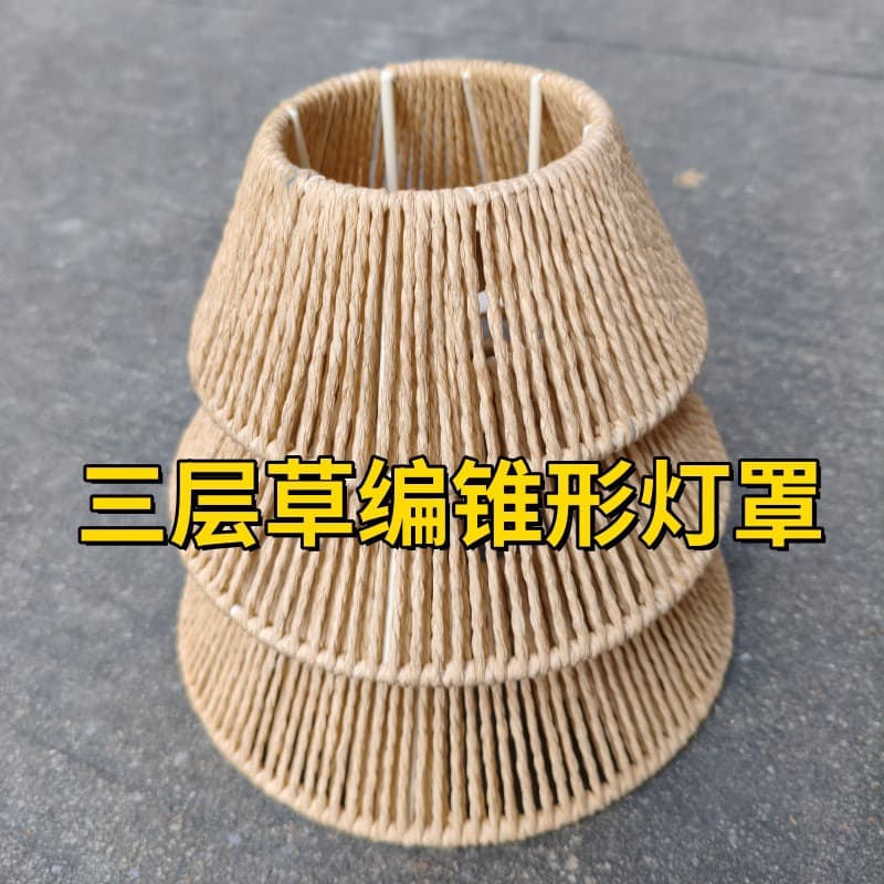 Handmade Vintage Cotton Linen Paper Rope Rattan Woven Lampshade Shell Restaurant Table Lamp B&B Porch Decorative Accessories