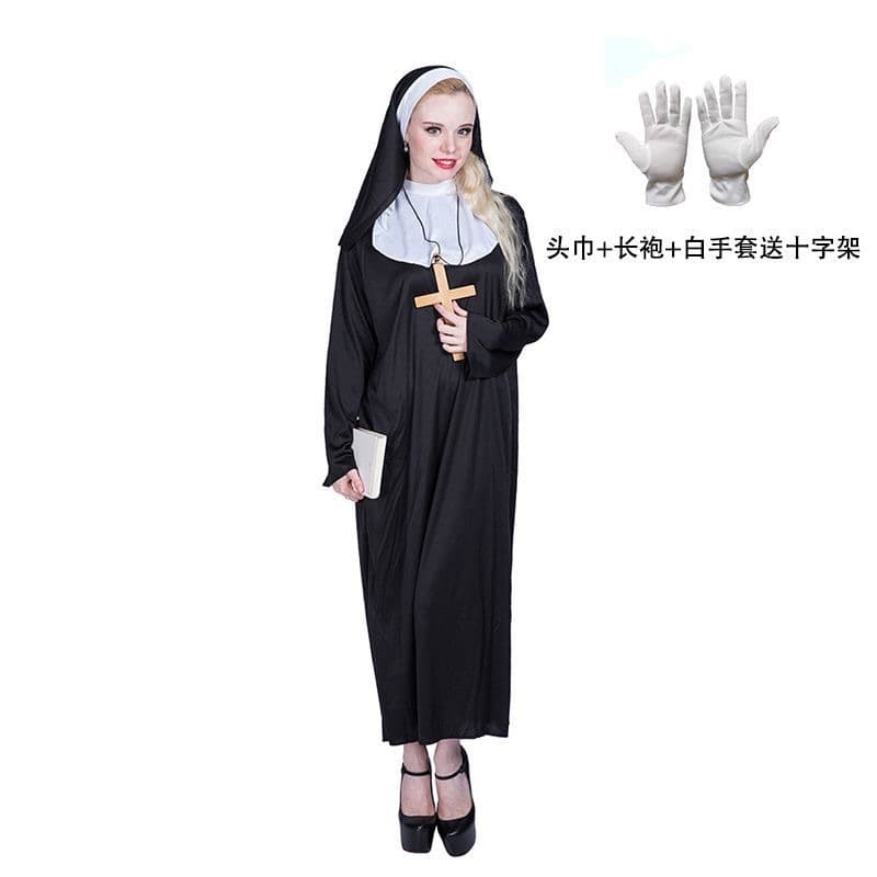 Nun costume masquerade party clothes cosplay stage costume religious costume halloween costume