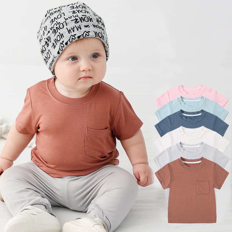 Bamboo Fiber Baby Short Sleeve T-Shirt Thin Summer Half Sleeve Infant Summer Wear Outer Top Baby Clothes
