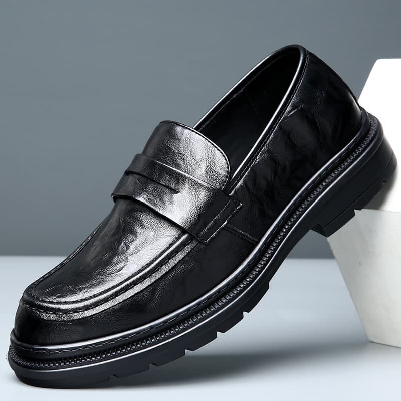 Men's New Leather Shoes, Simple Business Casual Slip-On Comfortable Soft Surface Formal Dress Shoes