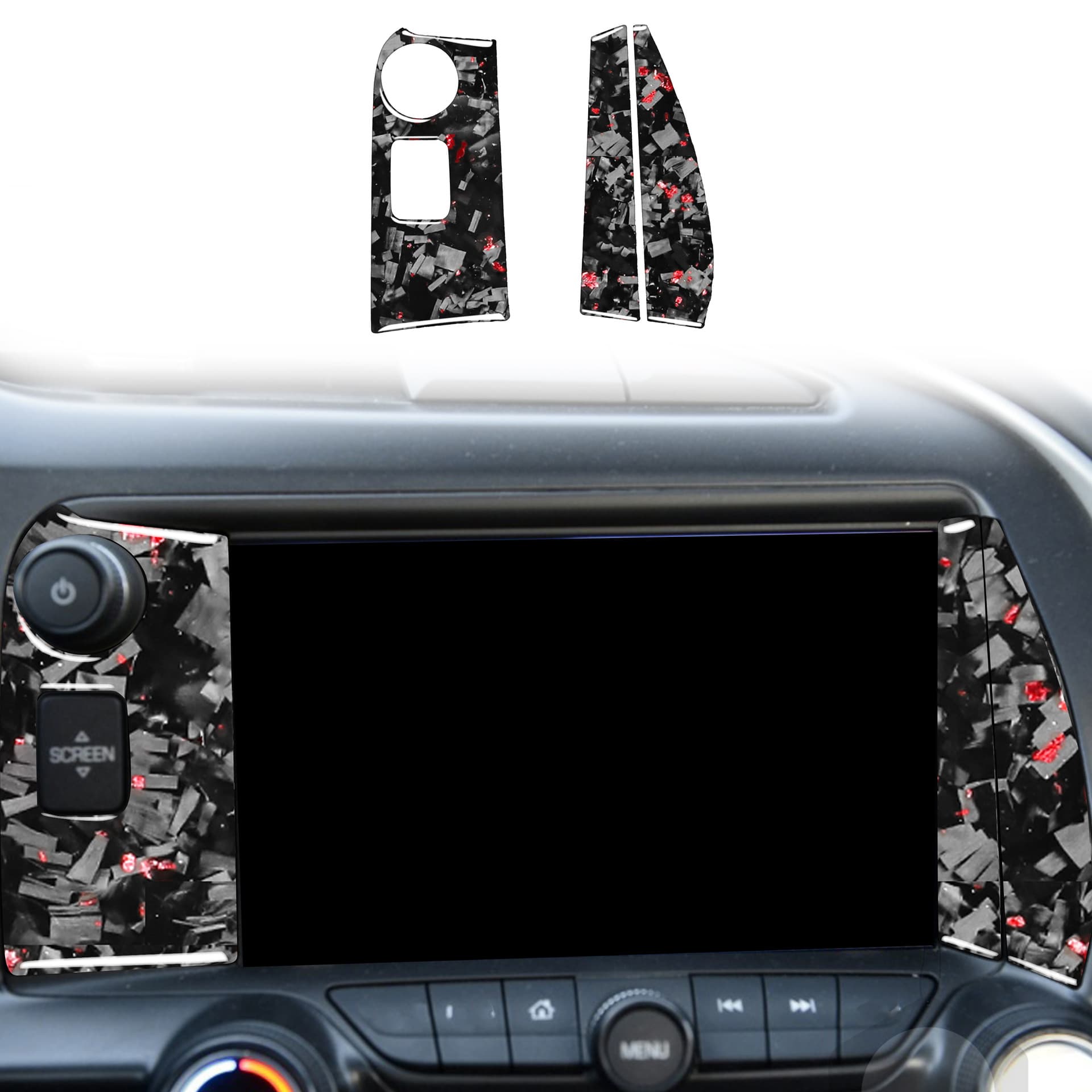 Suitable for 14-19 Chevrolet Corvette C7 navigation carbon fiber forged gold foil red car interior on both sides