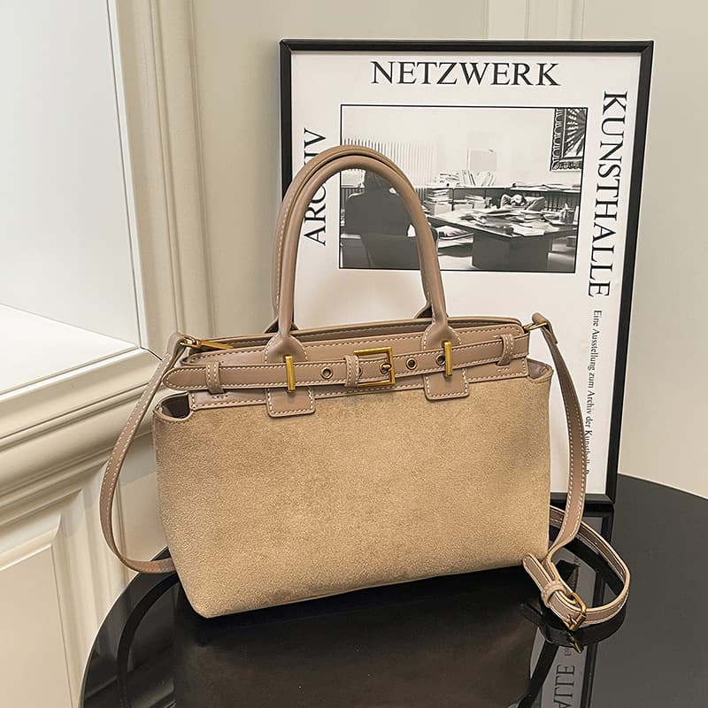 Foreign trade winter suede fashion tote bag 2025 new retro popular stitching crossbody women's bag trendy shoulder bag