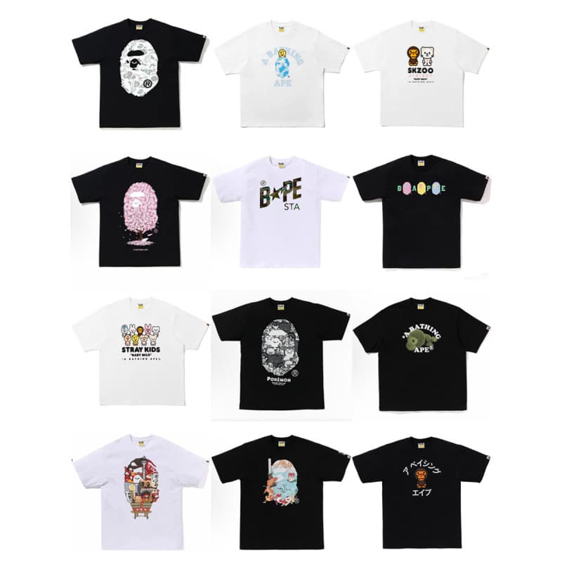 Cross-Border Foreign Trade Wholesale Japanese Trendy Brand Bape Ape Head Shark Loose-Fitting Unisex Short-Sleeve T-Shirt Top