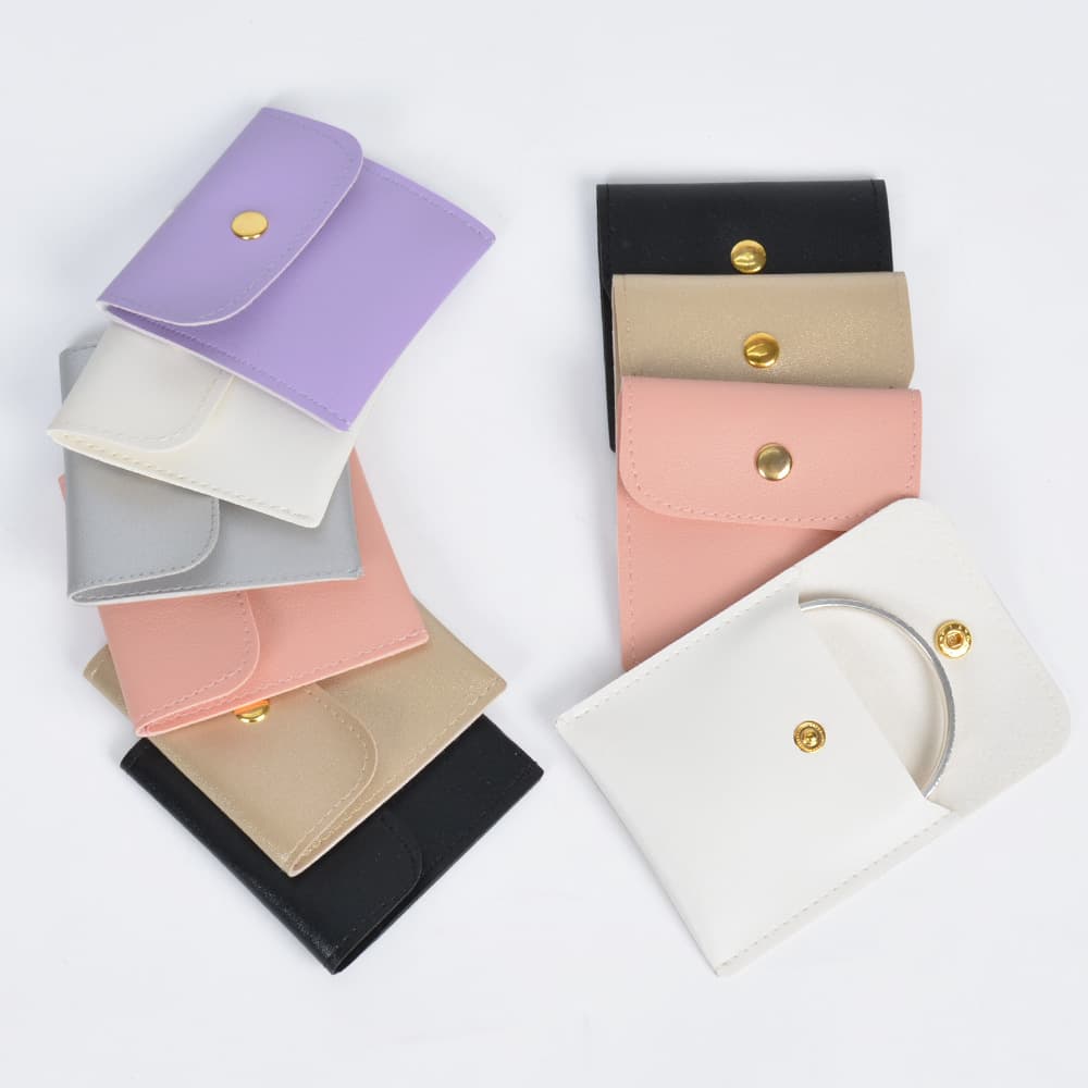 New pu leather snap bag jewelry storage gift bag jewelry jewelry necklace ring packaging storage flip bag