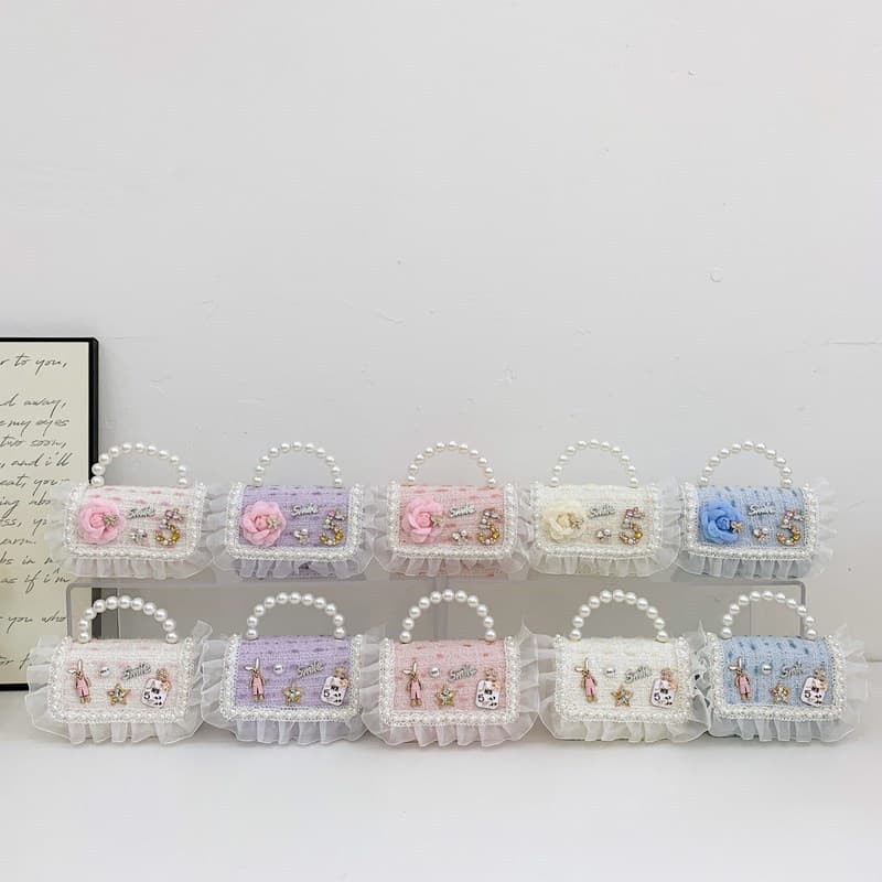 New Girls Coin Purse Bow Small Fragrance Style Mini Children's Princess Pearl Handbag Crossbody Accessory Bag