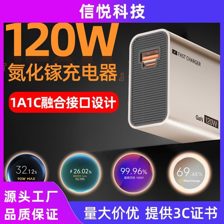 120W gallium nitride charger suitable for vivo Huawei iqoo glory one plus oppo apple notebook charging head