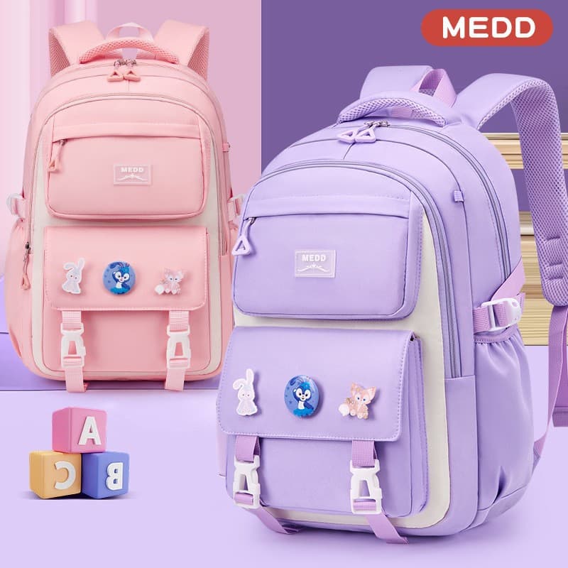 Export Elementary and Middle School Backpack for Girls Grades 1-9 with Tutoring Bag and Pencil Case Water-Resistant Large Capacity Backpack