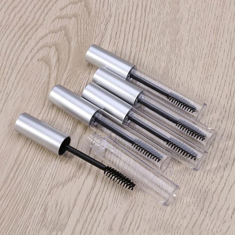 Popular 10ml plastic black silver transparent mascara tube packaging material spot transparent round eyelash growth liquid tube