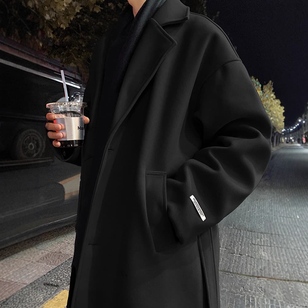 Cross-border Mid-Long Wool Coat for Men, Autumn British Style Casual Handsome Overcoat, High-End Knee-Length Trench Coat