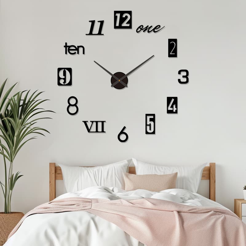 No punching living room wall clock diy personalized bedroom clock mute digital clock decorative wall sticker clock minimalist luminous