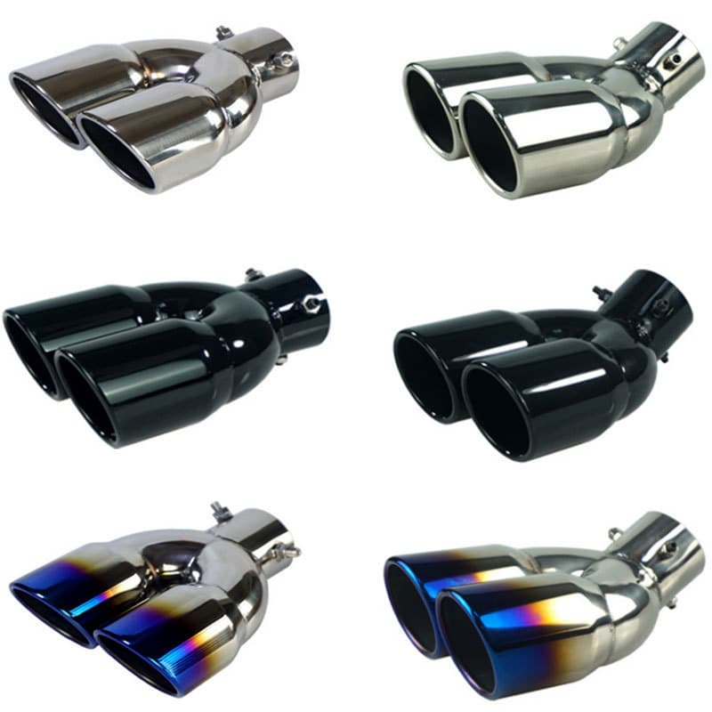 Stainless Steel Exhaust Pipe 76mm Double Outlet Straight Bent Various Colors Single Outlet Two Car Modification Tail Throat