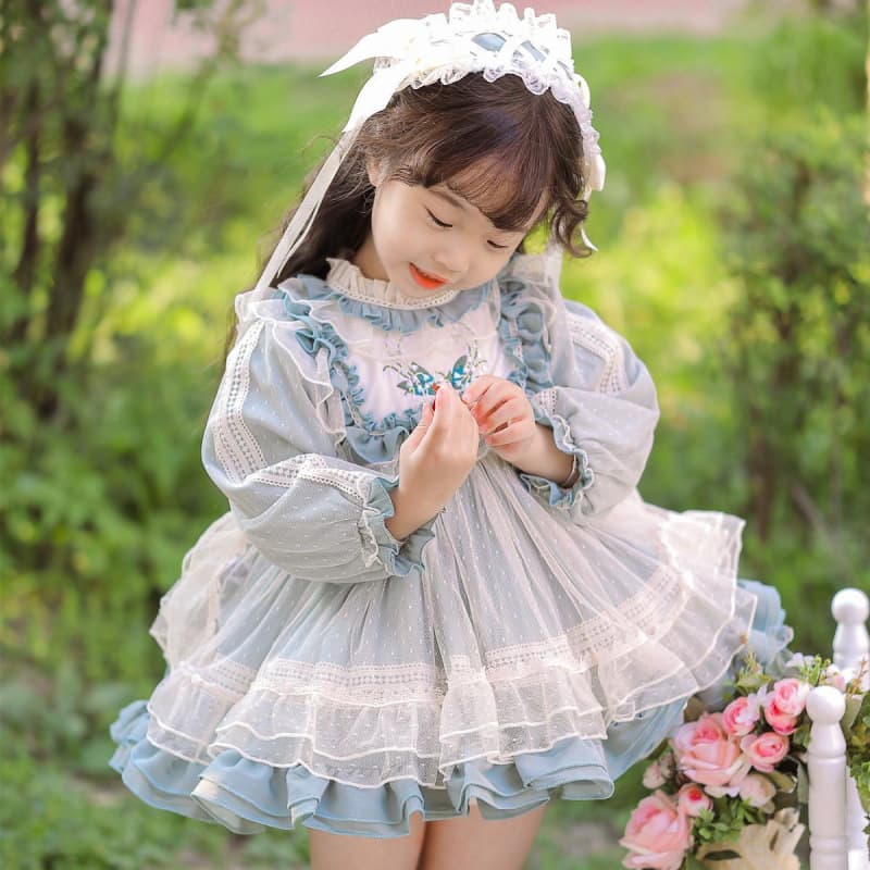 Children's Princess Dress Baby Girl Spring Lolita Dress First Birthday Dress VTG Retro Children's Clothing Autumn
