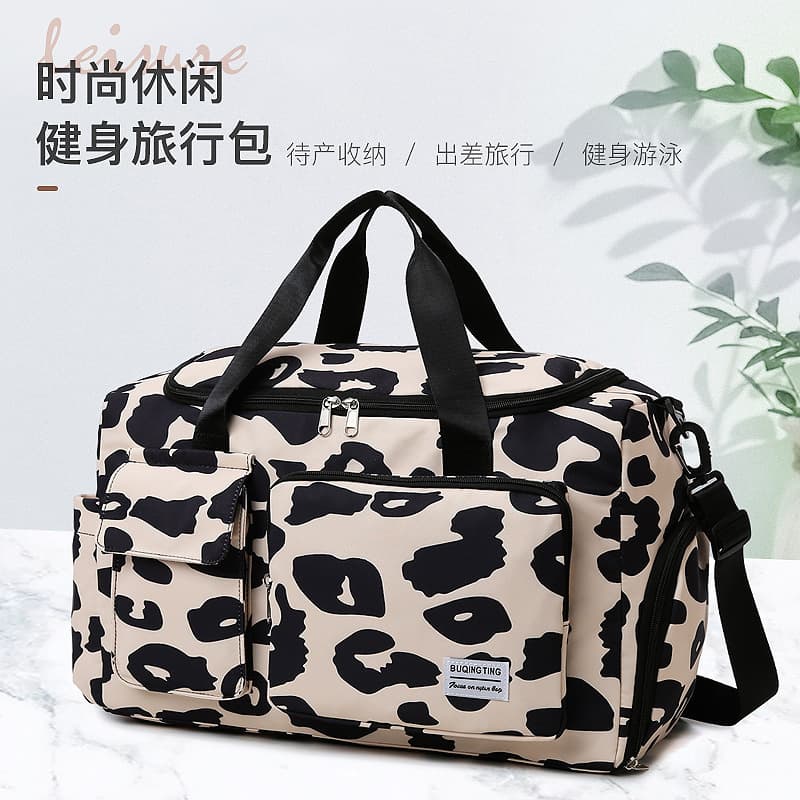 New Cross-border Leopard Print Travel Bag Multifunctional Sports Fitness Yoga Bag Short Trip Overnight Bag Large Capacity Luggage Bag