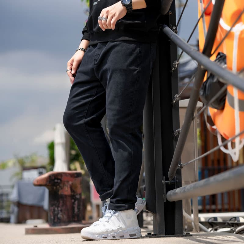 670 | Plus Size Men's Spring/Summer New Casual Black Jeans, Loose Fit, Versatile, Stretch Straight Leg Pants for Men