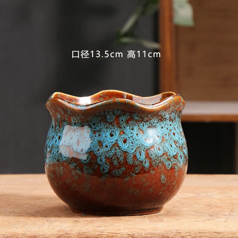 Cluster Succulent Pot Ceramic Home Coarse Pottery Wide Mouth Clay Pot Green Plant Saucer Special Clearance Wholesale