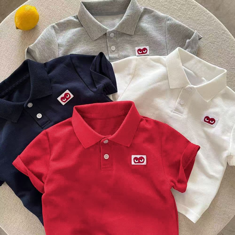 Summer new cartoon stylish unisex children's baby cute collared short-sleeve T-shirt polo shirt top trendy kids wear