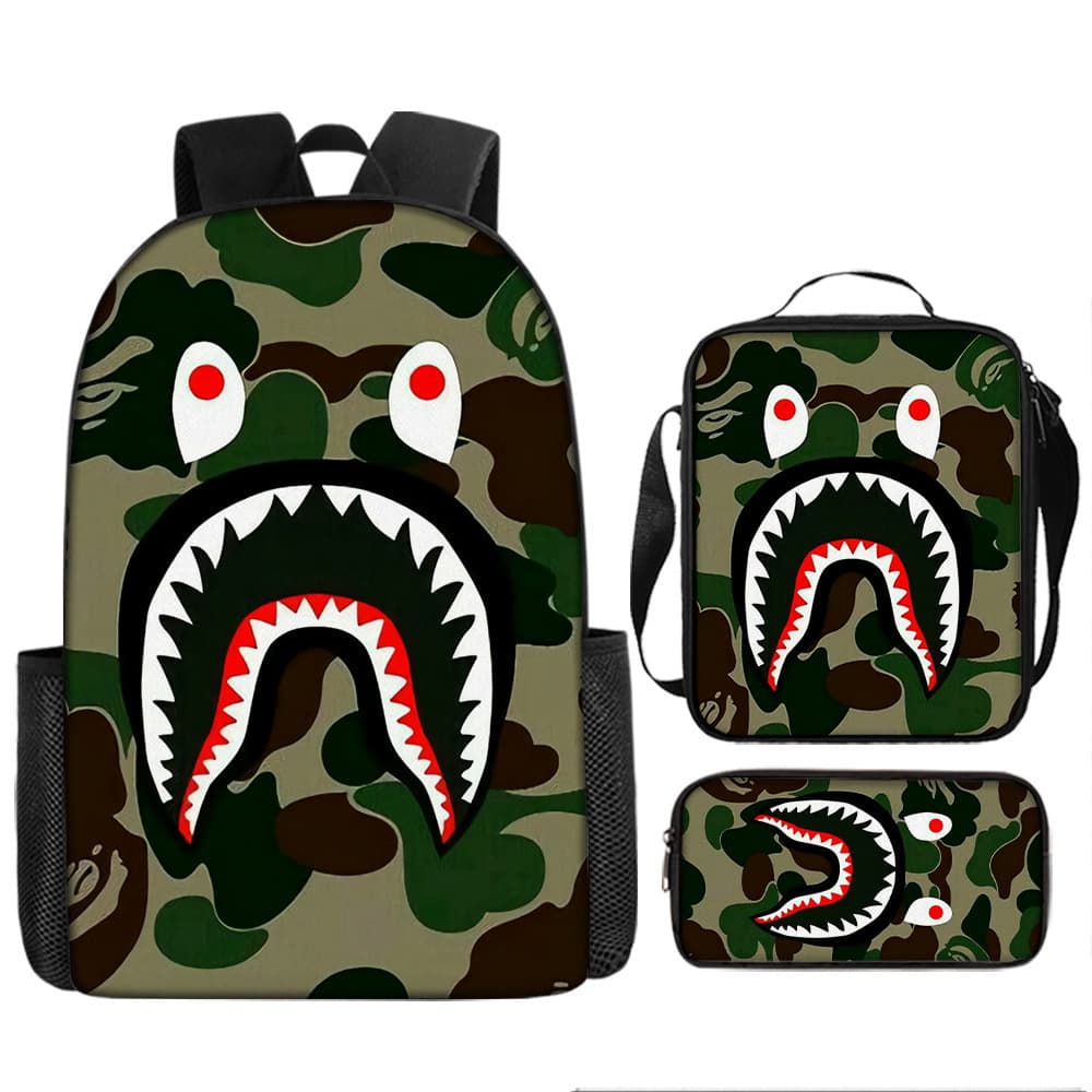 Cross-border Camouflage Shark Student Backpack Large Capacity Lightweight Double Shoulder Bag 2026 New Large Capacity Fashion Backpack