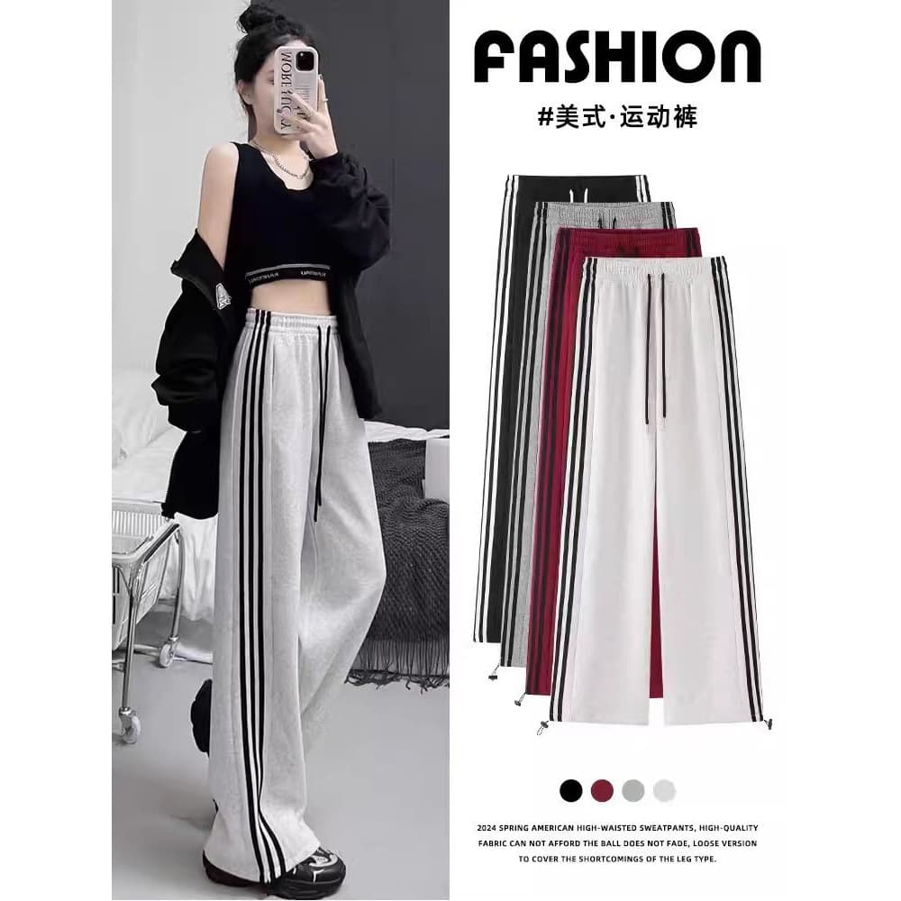 American Style Women's Sweatpants 2025 New Spring/Autumn High-Waist Draped Straight Wide-Leg Pants Thin Casual Loose Fit