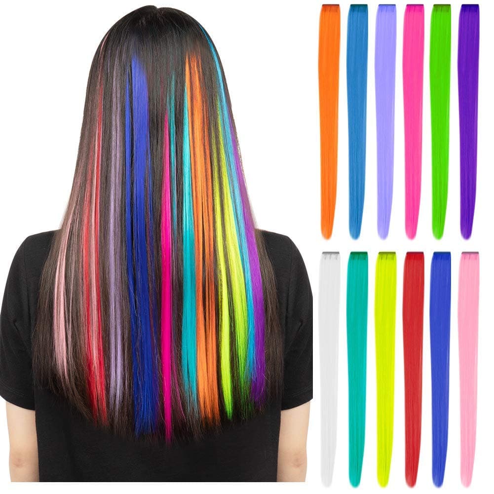 Synthetic Colorful Hair Extension Clip, Seamless Clip-in Hair Piece, Ear-Tint Single Clip Hair Extension