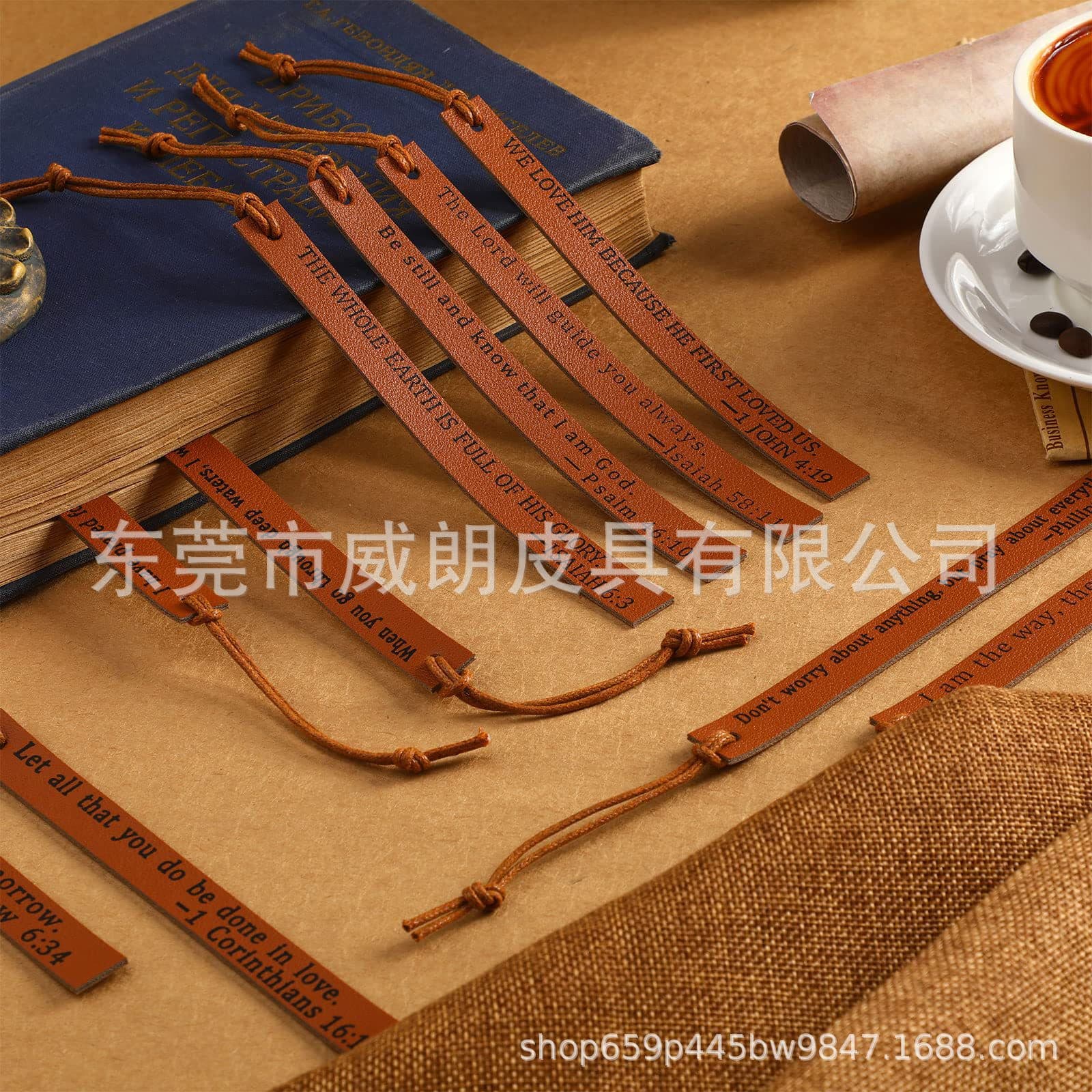 Cross-border PU Leather Bookmark Page Marker Signature Rare Book Tassel Bookmark High-end Bookmark with Printed Logo