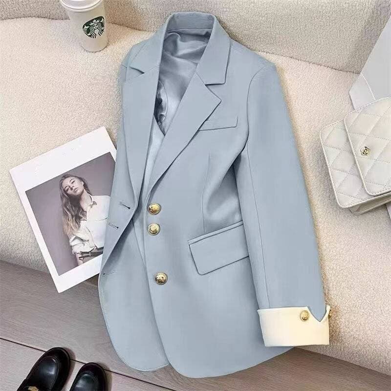 Women's Casual Blazer 2025 New Korean Style Spring Autumn Suit Jacket Black for Export Cross-Border
