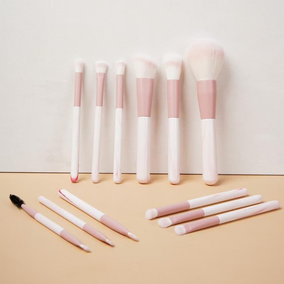 12 pink clear sky makeup brush sets, ultra-soft soft-bristled large powder brushes, complete set of beauty makeup now portable and available for order