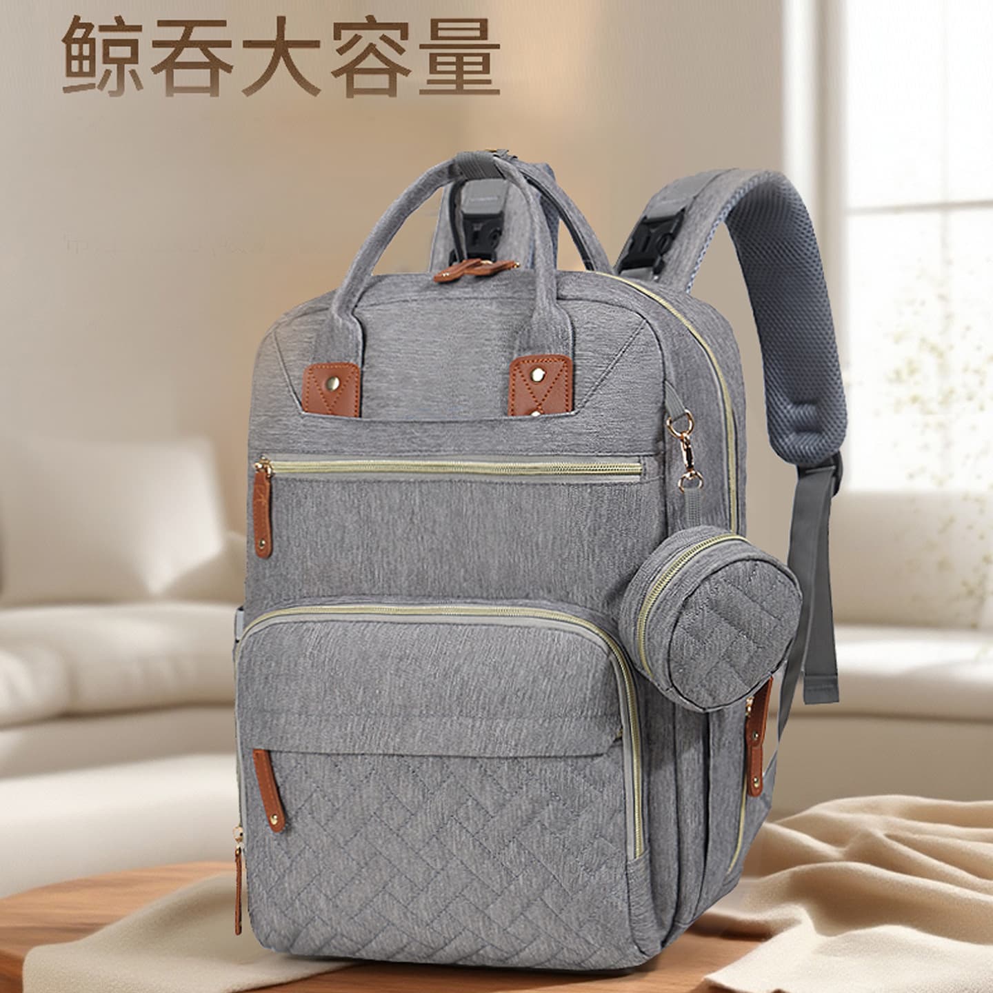 Mummy bag, multifunctional large-capacity mother and baby bag, waterproof backpack, diaper bag, mother bag, essential baby storage for travel