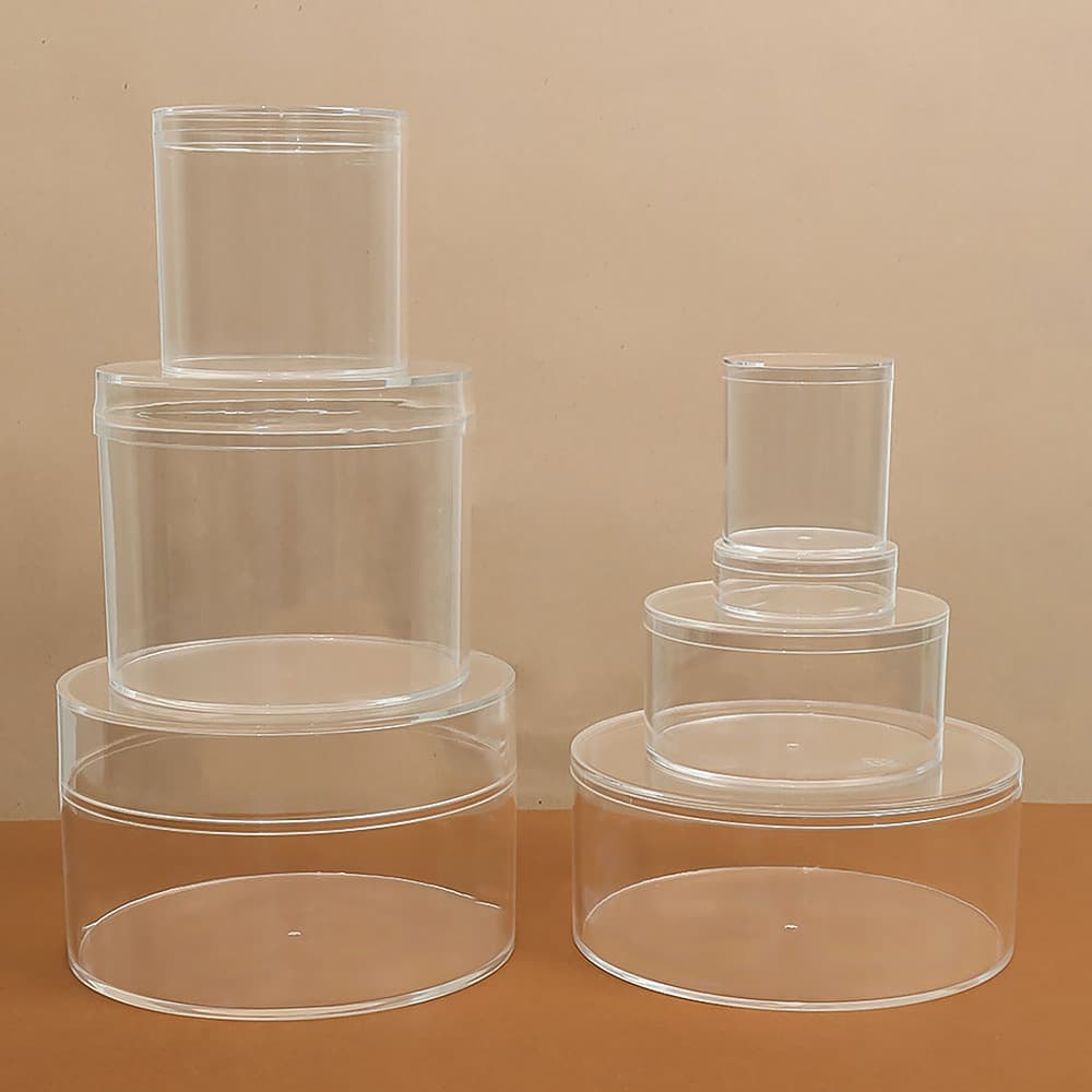 Round Plastic Box with Lid, Clear Candy Snack Wedding Favor Gift Packaging, Grains Medicine Display