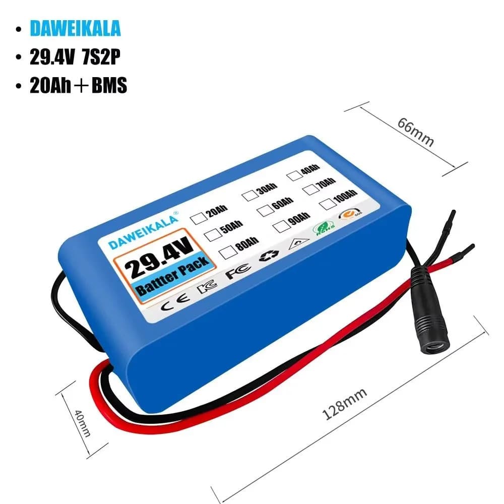 Factory Direct 7S3P 29.4V 20Ah 18650 Lithium Ion Rechargeable Battery Pack 20000mAh with BMS