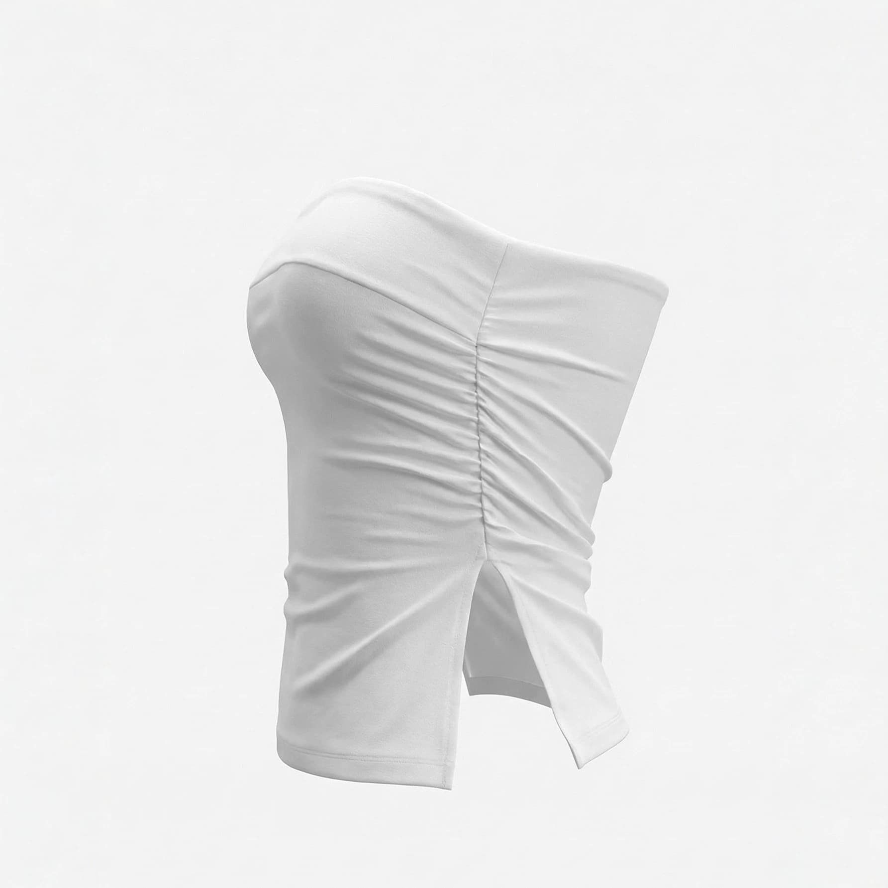 Women's Cross-Border European and American Style Strapless Tube Top, Side Pleated Slit, Waist-Cinching Slim Fit, Sexy Inner Wear Wrap Top