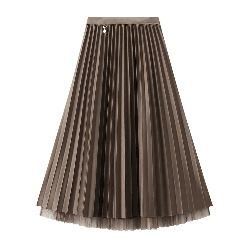 Reversible Pleated Tulle Skirt Half Body Autumn Winter Plus Size A-Line Skirt 2023 New Tummy Control Half Skirt D1802