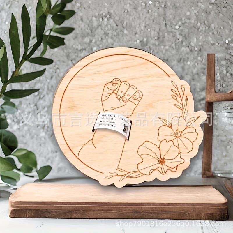 New Cross-Border Wooden Baby Birth Bracelet Wood Slice Memorial Plaque Wooden Sign Baby Souvenir Newborn