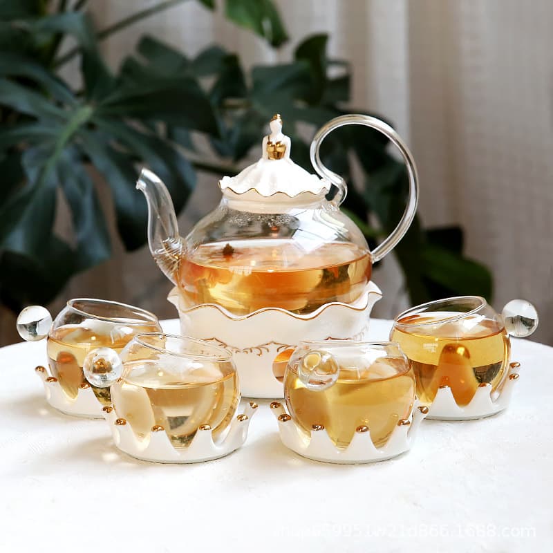 Manufacturer European afternoon tea set, floral tea cup set, fruit tea pot with candle heating, European teapot