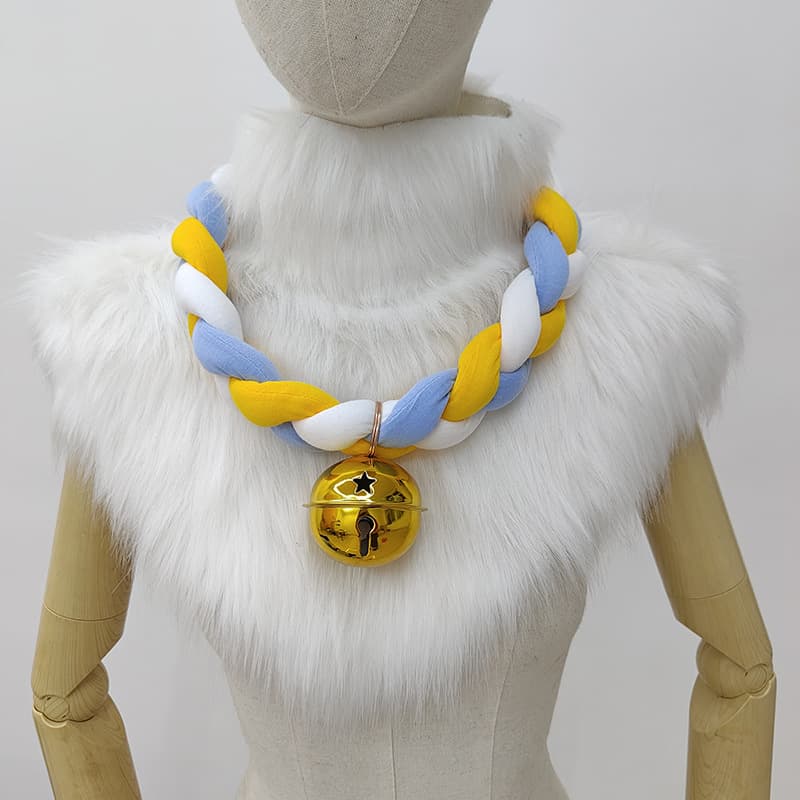Three-strand braided bell collar, furry costume accessory, anime cosplay accessory, stylish and cute braided collar