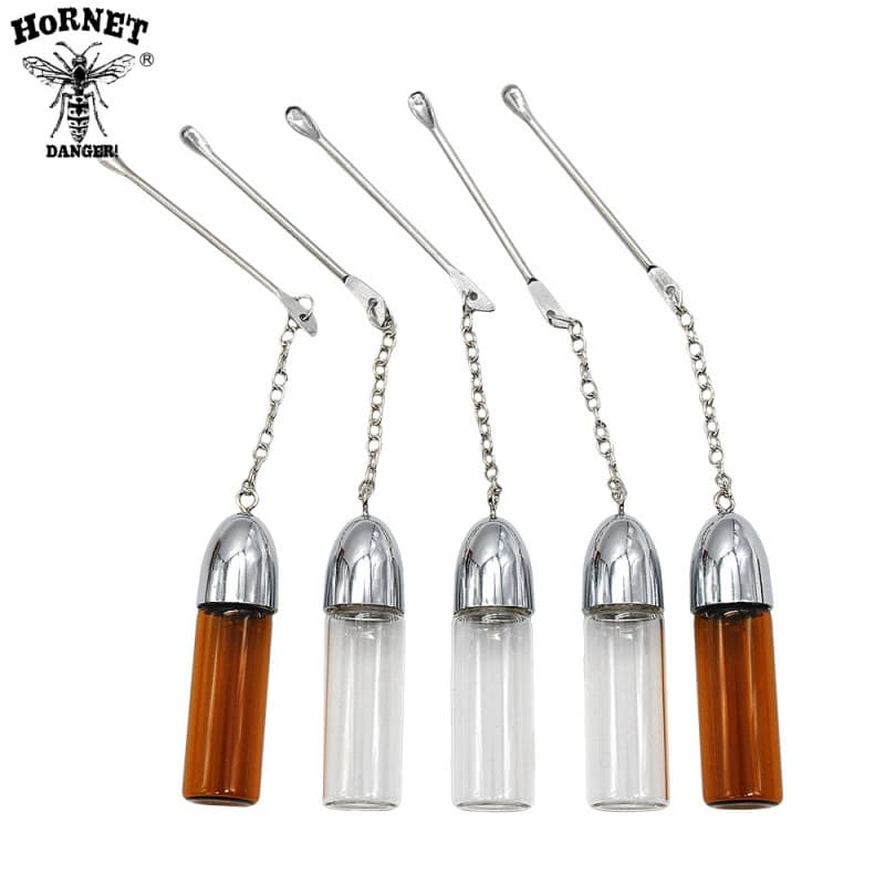 Cross-border 57mm glass small medicine box snuff bottle portable medicine box with nail spoon ready-made hookah accessories