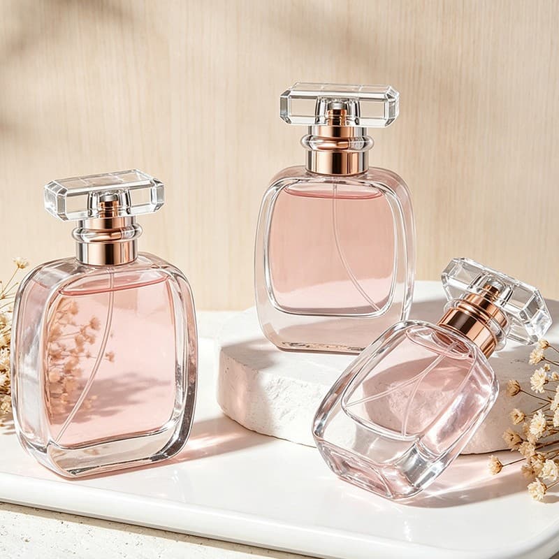 Wholesale Flat Transparent Glass Perfume Bottle Snap-On Cosmetic Spray Bottle Perfume Bottle Empty Bottle Perfume Refill Bottle