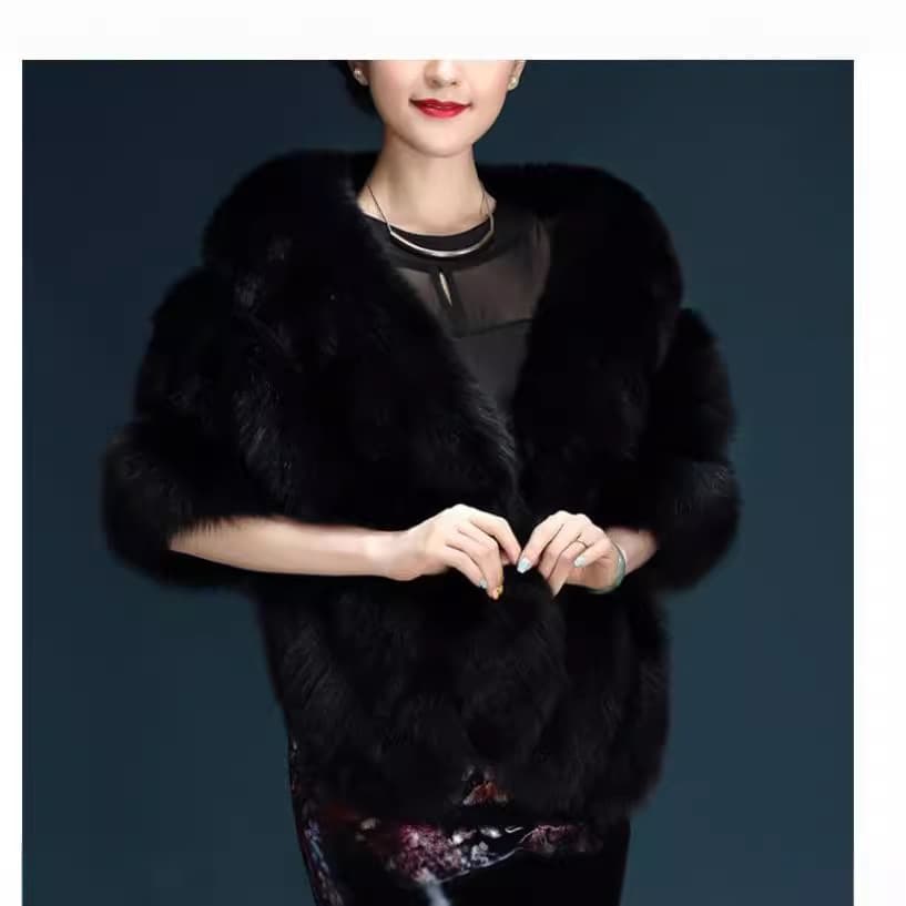 European and American Best-Selling Autumn/Winter Faux Fox Fur Shawl for Women Wedding Cape Dress Bride Cloak Fur Coat