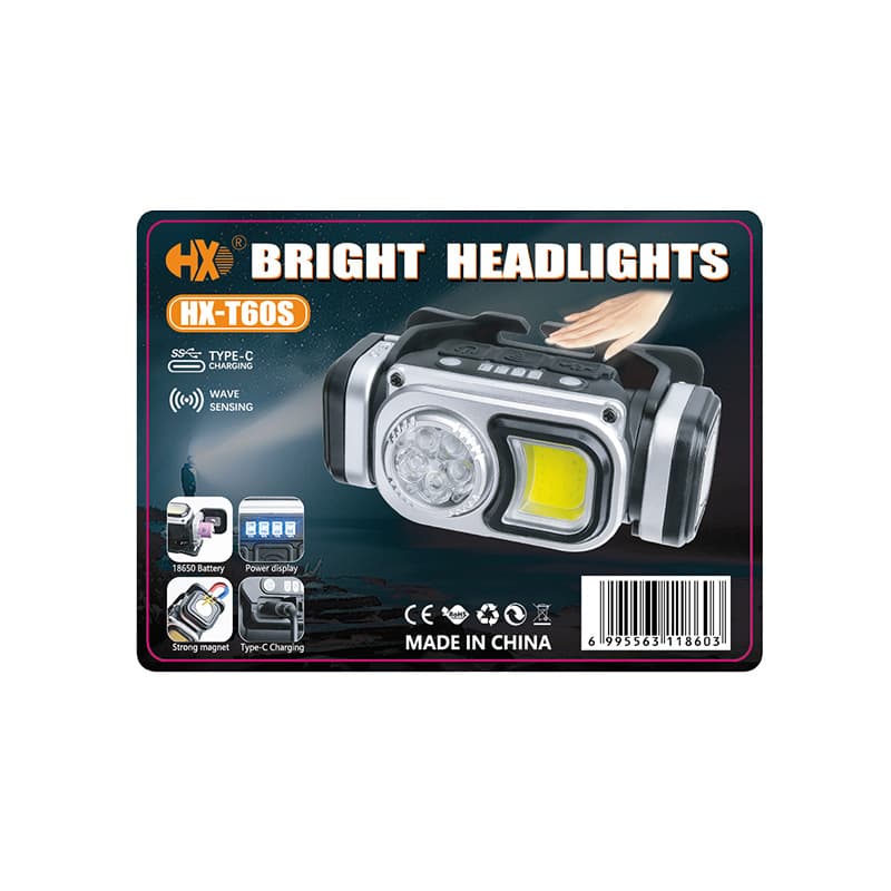 Cross-border LED High-Power Long-Range Headlamp with Motion Sensor, USB Rechargeable Portable Headlight for Outdoor Night Running and Night Fishing