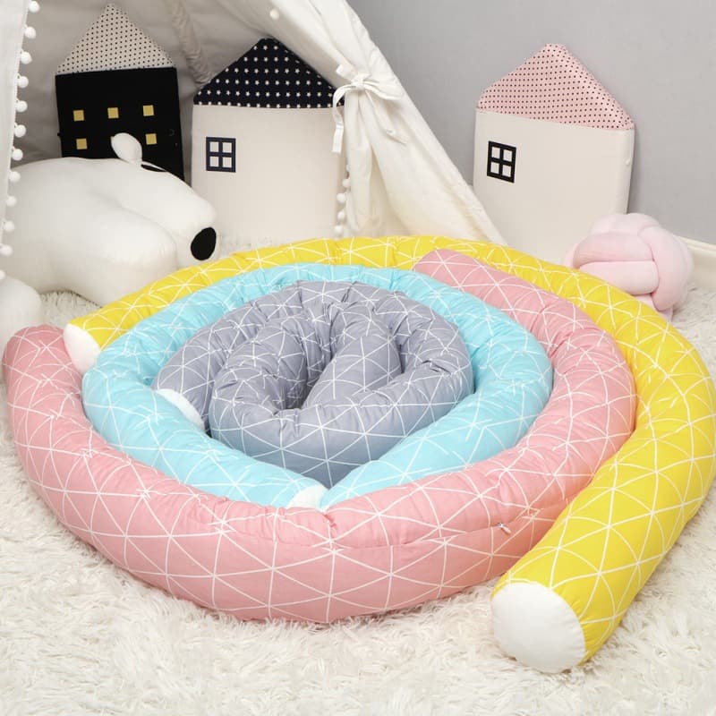 ins rhombus cloud cylindrical baby anti-collision bed surround pure cotton four-season universal children's anti-collision crib