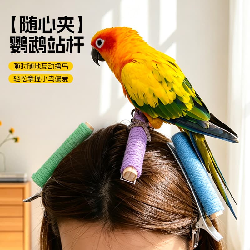 Parrot Toy Sturdy Bird Perch for Budgie Boredom Relief Platform Climbing Accessory Freestyle Perch Shoulder Clip Stand
