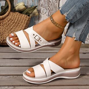Summer Fashion Platform Wedge Sandals for Women, Casual Slippers, Large Size, Beach Shoes, Cross-Border Wholesale