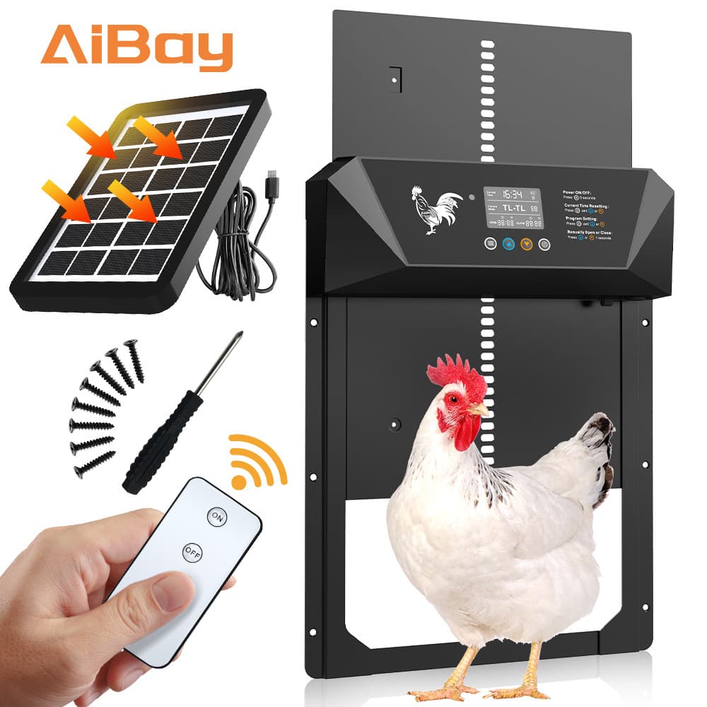 New Cross-Border Large Solar Chicken Coop Door Multi-Mode Light Sensor Anti-Pinch Waterproof Smart Poultry Stainless Steel Door