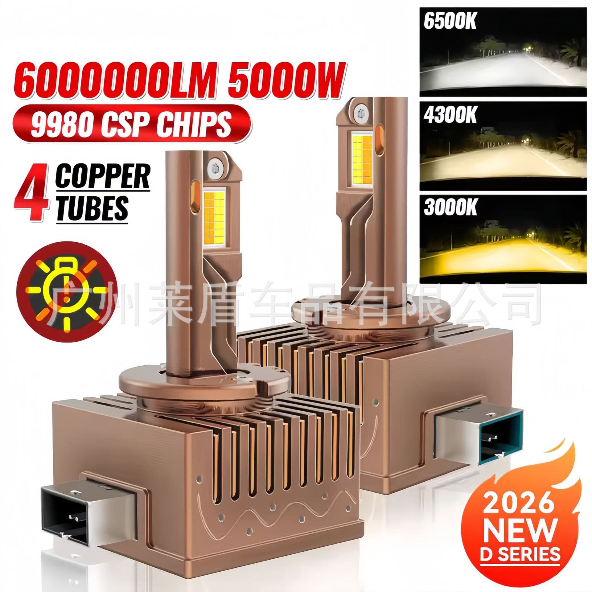 Car plug-in D1S D2S D4SD8S D3S three-color 4-copper tube LED headlights modified original xenon headlights