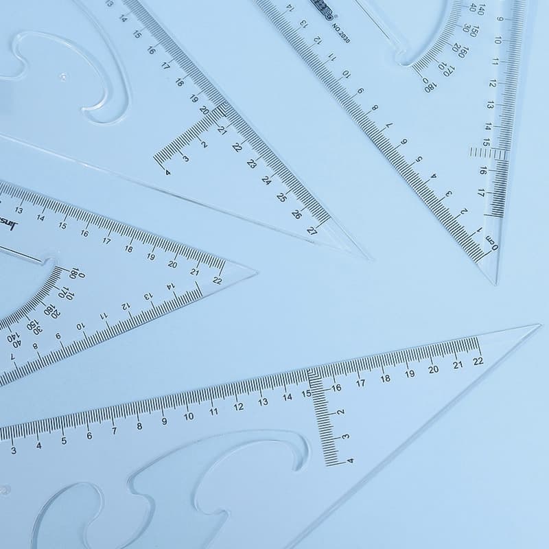 Triangle Ruler Plastic Large Triangle Plate Set for Engineering Measurement Drawing with Cloud Ruler Protractor Ruler Set