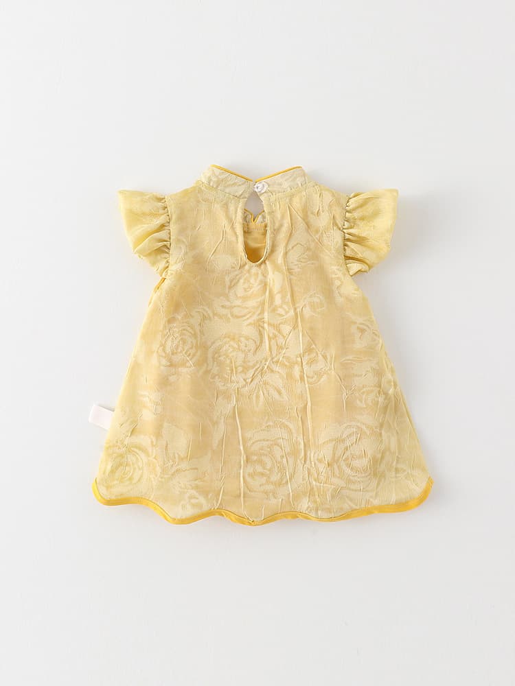 Summer Baby Outfit for Girls, Thin Chinese Style Romper with Skirt, Infant Crawling Suit