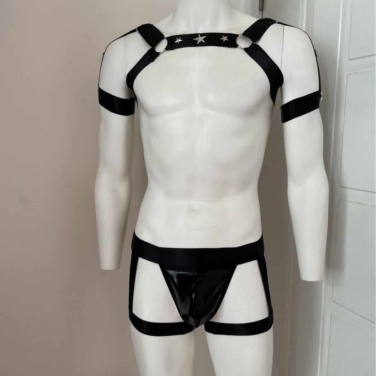 European and American Men's Sexy Lingerie Nightclub Bondage Strappy Set Bar Performance Costume Sexy Uniform
