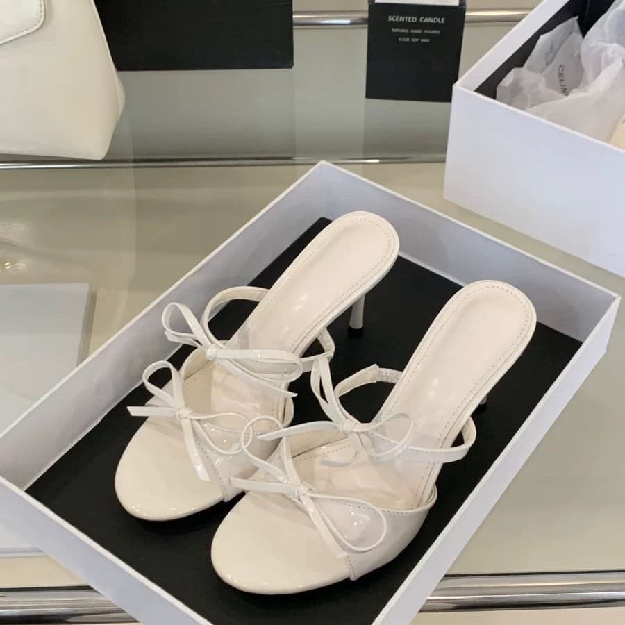 2026 Summer New Niche Design High-Heeled Shoes Korean Style Casual Versatile Sandals with Bowknot Stunning High Heels