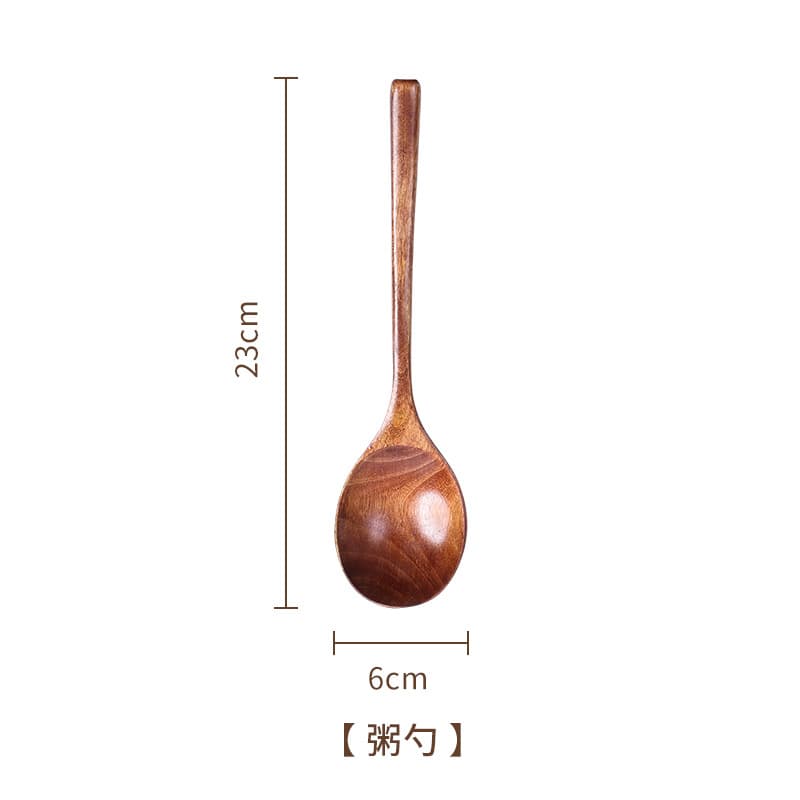Japanese Style Long Handle Wooden Spoon Bamboo Soup Spoon Stirring Spoon for Drinking Soup Retro Fork And Spoon Set Wholesale