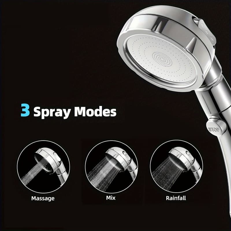 2026 New Cross-border Drop Shipping High Pressure 3-Mode Handheld Shower Head Adjustable Water Flow